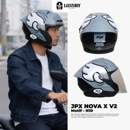 JPX Nova X V2.0 Half Face Helmet with N10 Motif – Cool Double Visor, SNI & DOT Standard