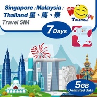 Happy Singapore/Malaysia/Thailand SIM Card - 7 Days 5GB Unlimited Data Travel Sim (5G/4G)