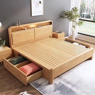 1.8m High Box 1.2m Main Bedroom 1.5 Solid Wood Modern Nordic Simple Single Bed Bed Storage Log Doubl