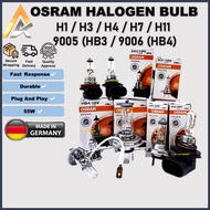 OSRAM GERMANY HALOGEN BULB / 12V 55W / CAR HEADLIGHT LAMP / H1 H3 H4 H7  H11 HB3 HB4
