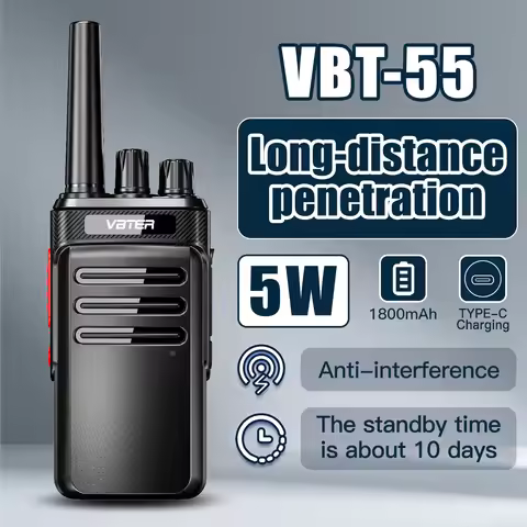 2Pcs VBT-55 Walkie Talkie PMR446MHZ Long Range VOX Hands-Free USB Rechargeable Construction Hotel Ou