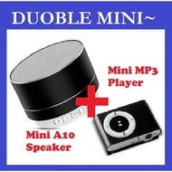 🎁 Original Product + FREE Shipping 🎁 [Double Mini] Mini A10 Speaker+Mini MP3 Player (TF USB FM Wireless Portable Music Sound Box+LED Bluetooth/Clipable)