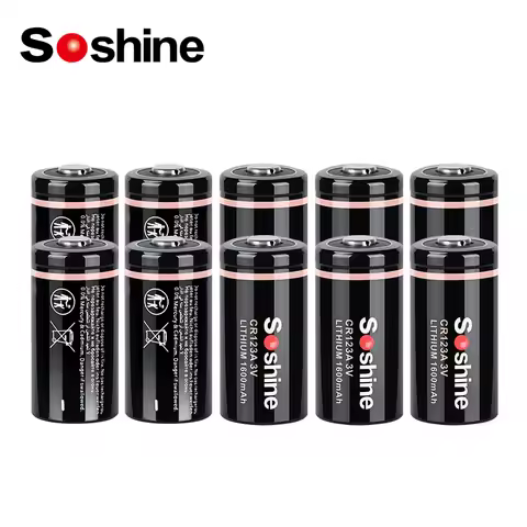 Soshine 3V 1600mAh Lithium Battery 3 Volt CR123A Batteries Non-Rechargeable Battery for Digital Came
