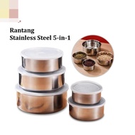 MONE 5-in-1 Stainless Steel Food Container C1214 Portable Stackable Food Storage Container