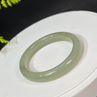 和田玉晴水綠手鐲49MM 油潤老料青白玉手環 清靈之氣 上手溫婉