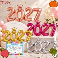 7TILOYSHOP Number Foil Balloons, Gold Foil 2027 Crown Foil Balloon, Festive Digit Foil Balloon  Year