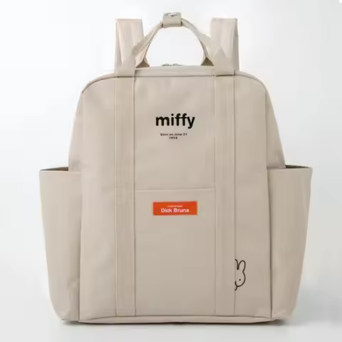 ​​Miffy Kawaii Backpack Minimalist Black & White Cartoon Bunny Large Capacity Outdoor Casual Bag for