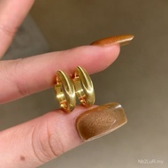 S925 Become Niche Simple Hundred Fashion Match cnc Silver Light Shadow Earrings Hundred Cat Eyes Exq