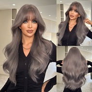 New Product Wig Female Gray Purple Long Curly Hair Wavy Bangs High Quality Wig Natural Full Headgear