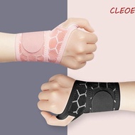 CLEOES Sports Wrist Guard, Breathable Cellular Mesh Design Wrist Guard Band, Pink/Grey/Black Polyester Fiber Right Left Hand Compression Wrist Support Weight Lifting
