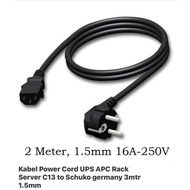 Power Cord Ups Cable Apc Rack server C13 to Schuko Germany 2 Mtr 1.5mm