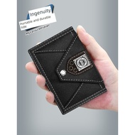 dompet budak lelaki Kanvas lelaki pendek tiga kali ganda dompet kecil pelajar pelbagai kad dompet du