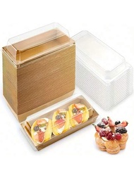 50入組,矩形蛋糕盒,瑞士捲塑膠容器,三明治紙盒,帶透明蓋的松餅起司糕點甜點盒子,壽司水果展示食品收納架,蛋糕杯子容器盒
