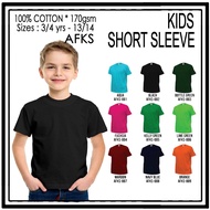 🔥HOT SALE🔥KID'S 100% cotton plain t-shirt (Black)/T-SHIRT KOSONG