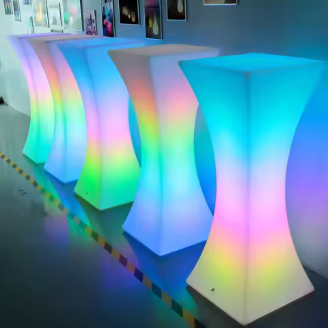 Factory Light Up Night Club Lounge Outdoor High Top Cocktail Led Bar Furniture Table Led Round Table