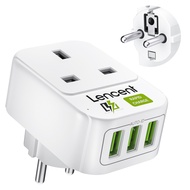 LENCENT Ground Charger Plug with 3 USB Ports Power Adaptor for Malaysia England Ireland Scotland Iri