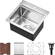 15 Inch Stainless Steel Drop In Kitchen Bar Sink, Bewitch 15X15X9 Inches Stainless Steel Small Kitch