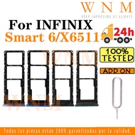 For Infinix Smart 6 X6511 X6511B X6511E Sim Card Tray Sim Card Slot Holder Card Holder Reader SD Slo