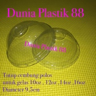 HRG/PC TUTUP gelas cup plastik CEMBUNG POLOS OZ 10-12-14-16oz dome lID