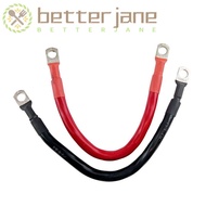 BETTER-JANE Car Battery Cable, 20/30cm Black Red Silicone Wire With Lug, Soft 2 4 6 8 AWG M8 Battery