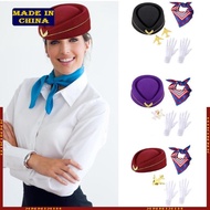 HIk Flight Attendant Costume Accessories Stewardess Outfit Flight Attendant Hat