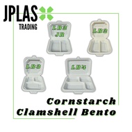 10 pcs - Cornstarch Clamshell Bento Box Disposable Food