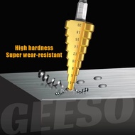 GEESO Step Drill Bit Set 6PCS Gerudi 4mm-32mm Titanium Coated HSS Drill Bit Kit Step Drills Bit Cone
