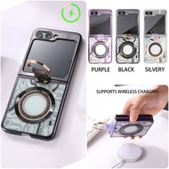 Electroplated Magnetic Ring Holder Case Samsung Galaxy Z Flip 6 Z Flip 5 Flip 4 Flip 3 Casing Mechan