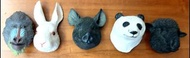 (已在香港)舊膠動物面形吸塑公仔冇mark.五個不拆賣 動物造型牆壁裝飾