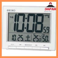 [Direct from Japan][Brand New]Seiko Clock Alarm Clock Electric Wave Digital Calendar Temperature Humidity Display Large Screen Silver Metallic SQ786S SEIKO