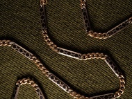 1920s 法國 裝飾藝術時期 幾何紋理烏銀懷錶鍊