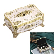 CH Rose Designs Metal Jewelry Box Plush Lined Compartments for Necklace Earrings