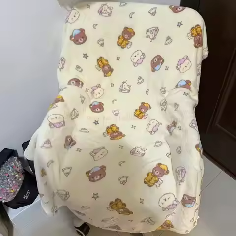 Kawaii Japanese Rilakkuma Plush Blanket Cute Bear Nap Soft Cover Blanket Flannel Dormitory Casual Wa
