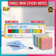 XINGLI Mini Adhesive Sticky Notes Per Box 11 Colourd x 100 Sheets 38mm X 38mm