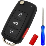 Folding Flip Replacement Key Fob Cover fit for VW Jetta Passat Keyless Entry Key Fob Shell (2pcs)