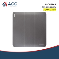 ARCHITECH A63 GREY TRIPLE SWITCH 3 GANG 2 WAY HOTEL
