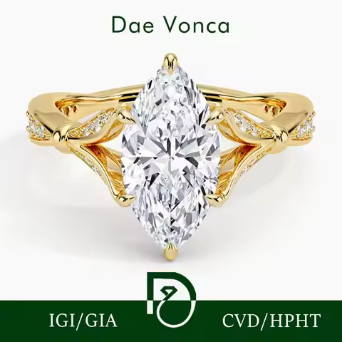 IGI 1.0-3.0ct Marquise Cut Diamond Engagement Ring 18K Yellow Gold Marquise Lab Grown Genuine Diamon
