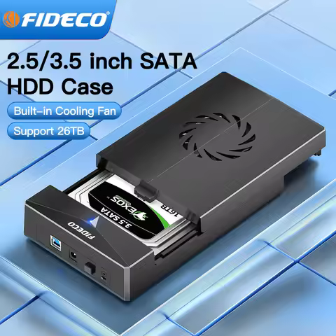 FIDECO Portable Exteral Hard Drive Case Box Enclosure SATA SSD HDD 2.5/3.5 Inch USB3.0 Transmission 