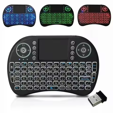 Cool Backlit I8 Mini Air Mouse 2.4G Wireless Keyboard Touchpad English Russian Spanish French Remote