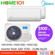 Midea Inverter Multi-Split AirCon MAE-2M18E/MSEID-09 + MSEID-12