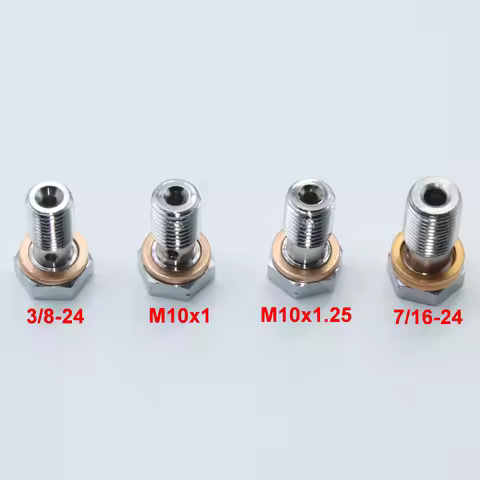 Chromed Single Banjo Bolt M10x1, M10x1.25, 3/8-24, 7/16-24