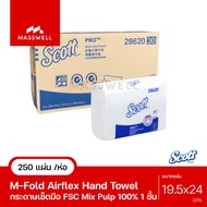 SCOTT กระดาษเช็ดมือ แบบแผ่น M-Fold AIRFLEX *ยกลัง 4000แผ่น (250แผ่น X16ห่อ) [28620 19.5 x 24 ซม.] [2