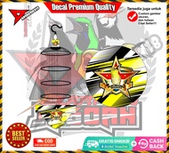 Stiker pleci stiker decal tebok pleci pcmi kuning helopet pvc dan kayu