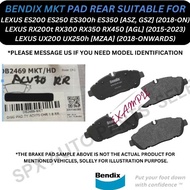 BENDIX DISC BRAKE PAD REAR FOR LEXUS ES200 ES250 ES350 '18YR-ON / RX200t RX300 RX350 RX450 '15-23YR / UX200 UX250 '18YR