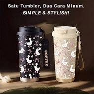 Tumbler Coquette Duck 500ml Stainless Steel 316 Portable Drinking Bottle Simple Stylish & Aesthetic 
