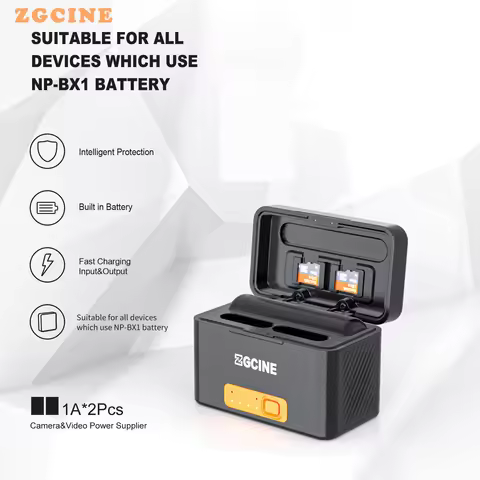 ZGCINE PS-BX1 Fast Charging Box For NP-BX1 Battery 5200mAh Smart Charging Case Rechargeable For SONY