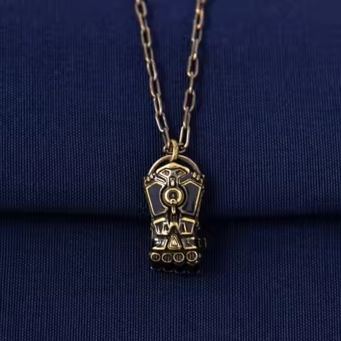 Arcane Jinx Vi Boxing Gloves Pendant Necklace Fashion Jewelry Adult Vintage Copper Game Personality 