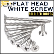 (100PCS) M3.5 Flathead Screw | Self-tapping Flathead white Screw