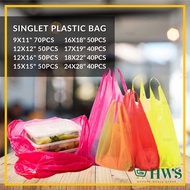 HWS SINGLET PLASTIC BAG 9X11", 12X12", 12X16", 15X15", 16X18", 17X19", 18X22", 24X28"