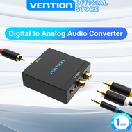 Vention Digital to Analog Audio Converter 192Khz DAC Digital Coaxial and Optical (Toslink/SPDIF) to Analog 3.5mm AUX and RCA (L/R) Stereo Audio Adapter DAC Converter for PS3 DVD PS4 Amp